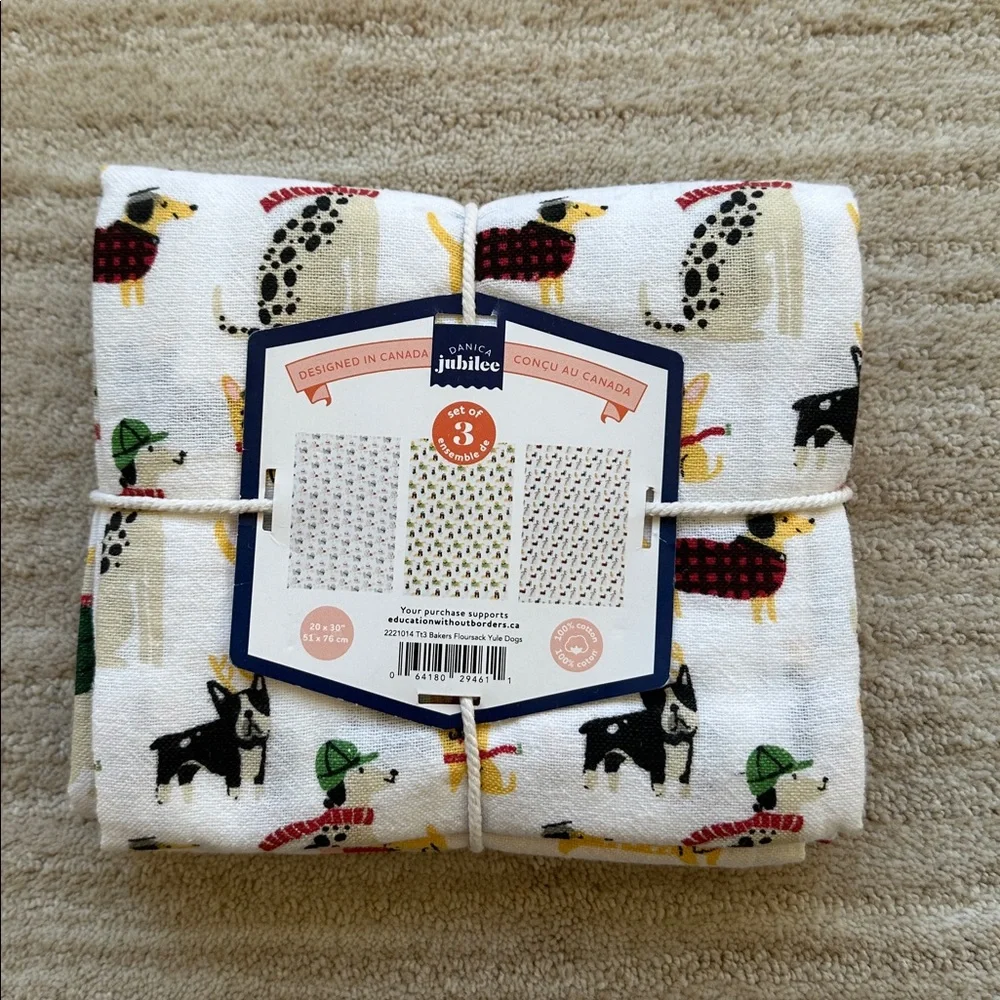 Danica Jubilee Floursack Dishtowels (Set of 3) | Yule Dog Christmas